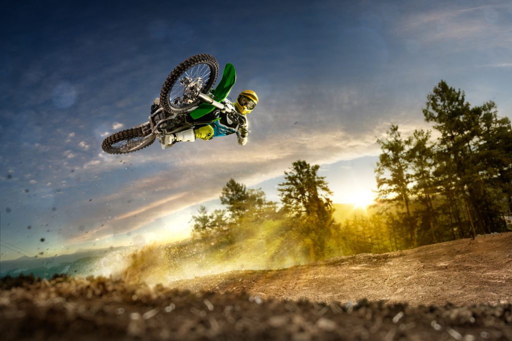Dirt bike rider is flying high