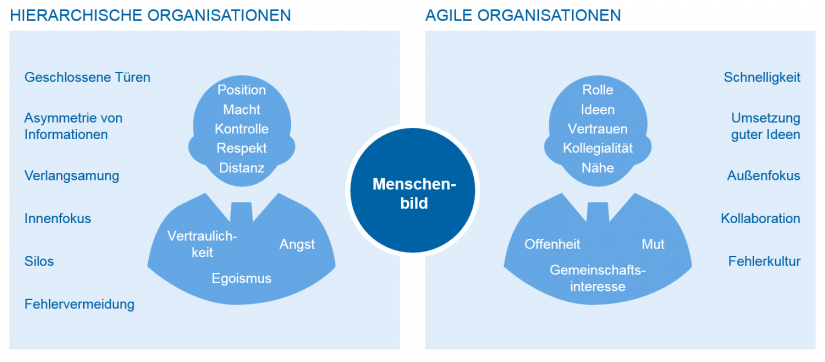 Hierarchische Organisationen vs. agile Organisationen / Agile Führung / BankingHub