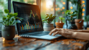 Blick auf Daten auf einem Notebook als Metapher für den EU Green Bond Standard und den vdp-Standard