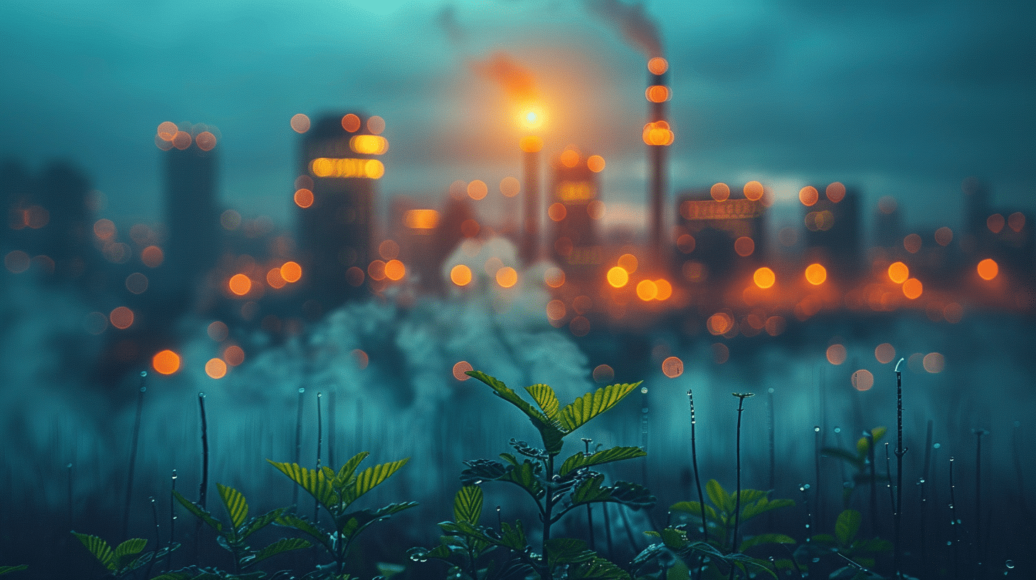 Blick auf Rauch über Stadt als Sinnbild für die CO2-Bilanzierung