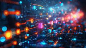 Abstraktes digitales Netz als Sinnbild für DRM 2025 – Praxisblick
