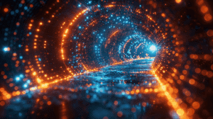 Abstrakter Datentunnel als Sinnbild für Liquidity Pools und Automated Market Making – der Pfad zur Adoption von DeFi durch Finanzinstitute?