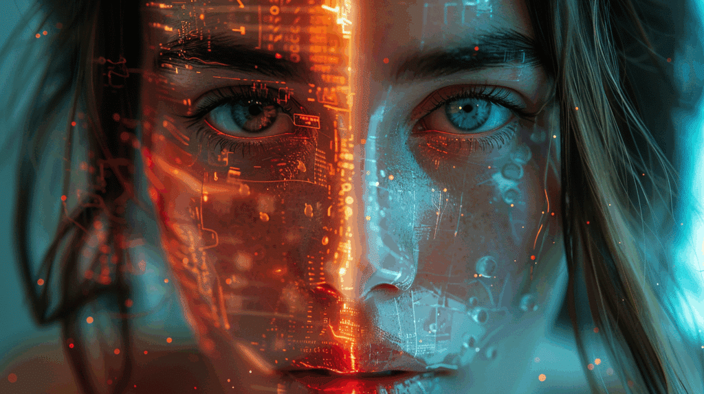 Frau, halb Mensch, halb KI