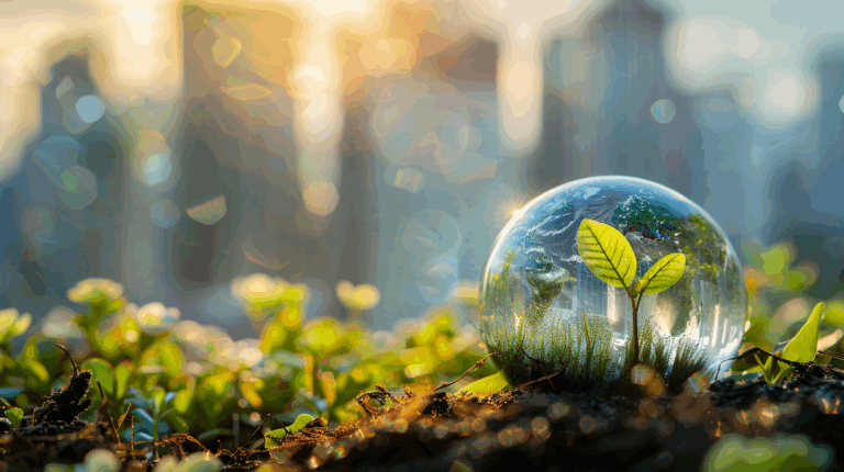 Glaskugel mit Wetter als Sinnbild für die Klimarisikoanalyse im Banking