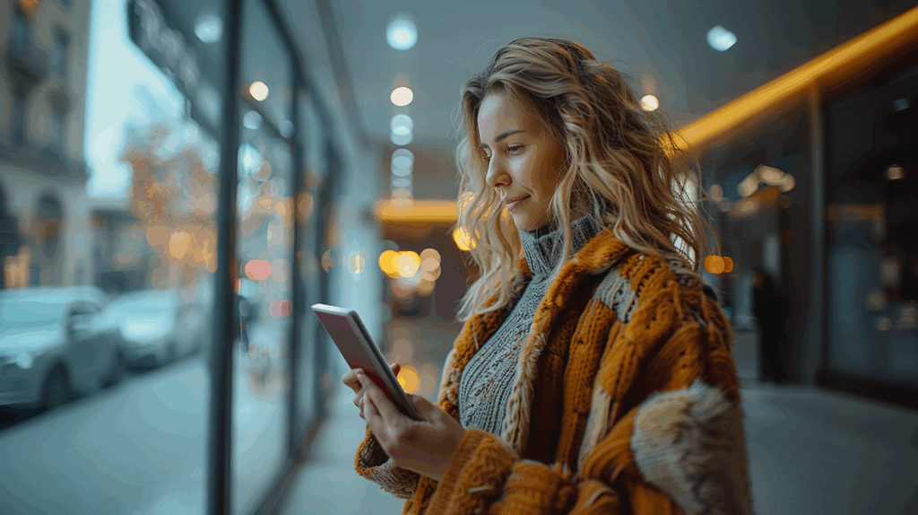 Frau liest einen Text in einfacher Sprache