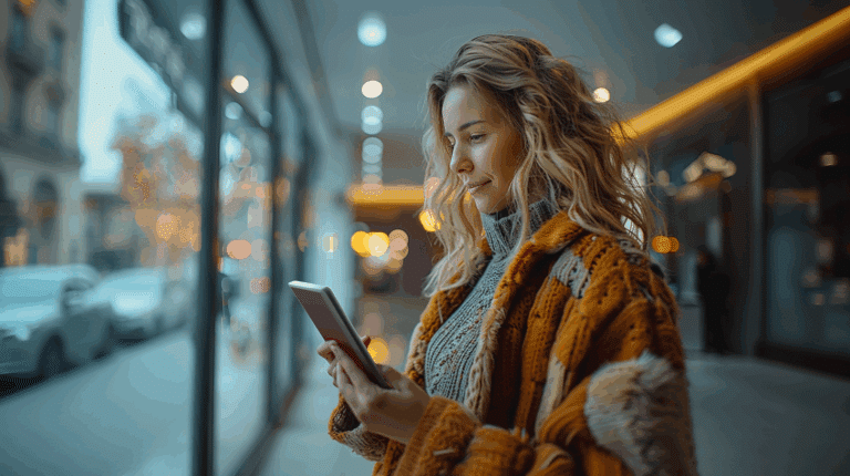 Frau liest einen Text in einfacher Sprache