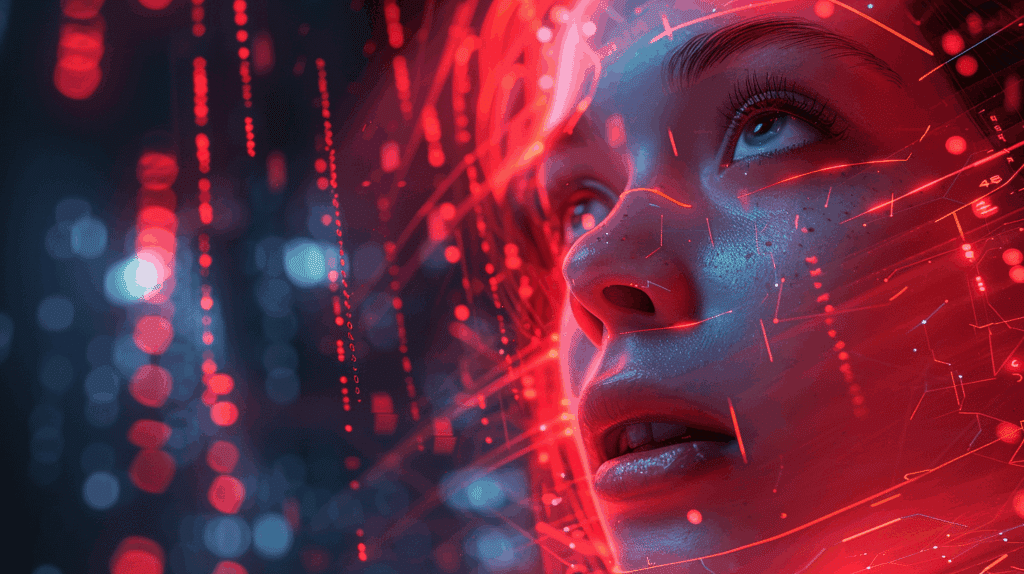 Junges Mädchen blickt ins Digitale als Sinnbild für wie können Regionalbanken junge Menschen binden