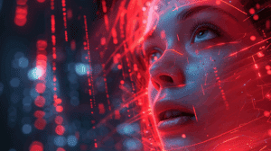 Junges Mädchen blickt ins Digitale als Sinnbild für wie können Regionalbanken junge Menschen binden