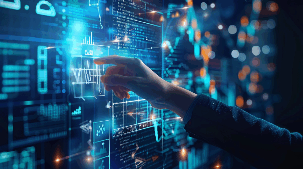 THG-Fortschrittsmessung und (Re‑)Baselining: Finger zeigt auf Diagramm