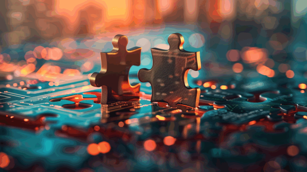 Puzzlestücke als Sinnbild für Wie werden kleinere Genossenschaftsbanken durch Fusionen gemeinsam stärker?